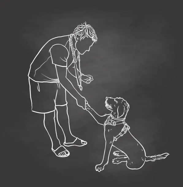 Vector illustration of Dog Obedience Training Blackboard