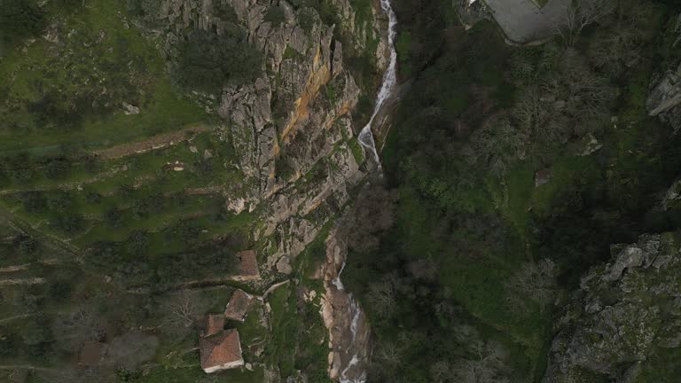 Cascading Valdigem River, Lamego, Portugal - aerial