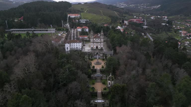 Aerial View of Nossa Senhora dos Remédios, Lamego, Viseu, Portugal