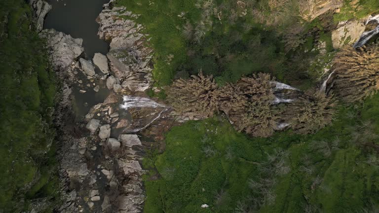 Verdant Lamego Waterfall Cascade, Portugal - aerial