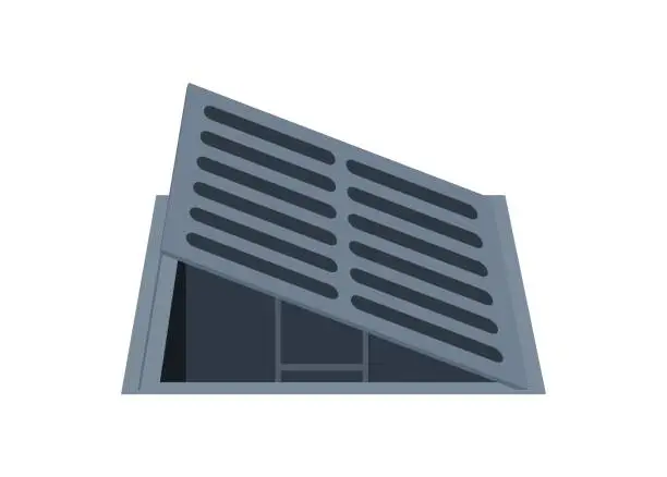 Vector illustration of Opened square manhole. Simple flat illustration.