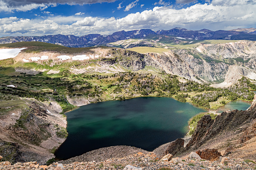 Rocky Mountains Twin Lakes summer landscape in the Beartooth Range Montana, USA.