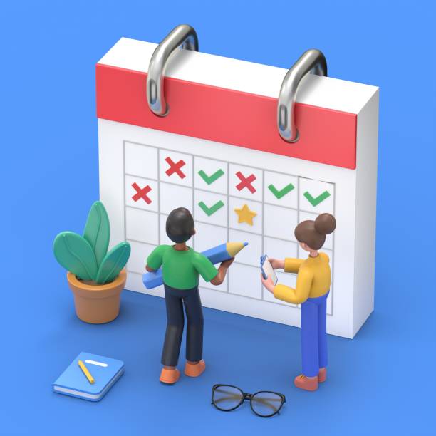 istock Planning schedule and calendar concept. Can use for web banner, infographics, hero images. Flat isometric 3D illustration isolated on white background. 2044160150