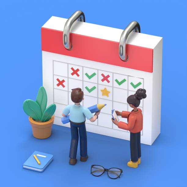 istock Planning schedule and calendar concept. Can use for web banner, infographics, hero images. Flat isometric 3D illustration isolated on white background. 2044160151