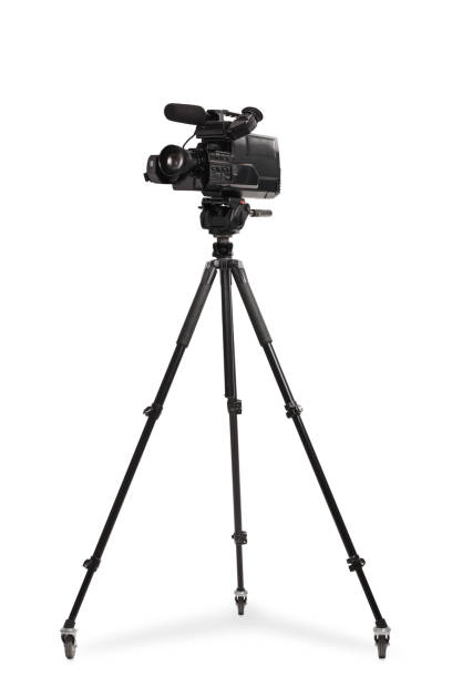 istock Studio shot of a video camera on a tripod stand 2044181580