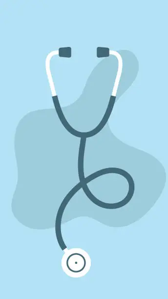 Vector illustration of Minimal illustration of a stethoscope. Vector of medical device or instrument.