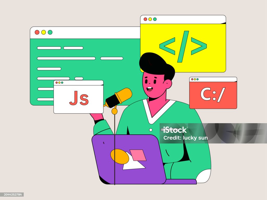 Programming Character Design Programming Teaching Development Flat Character Vector Concept ...