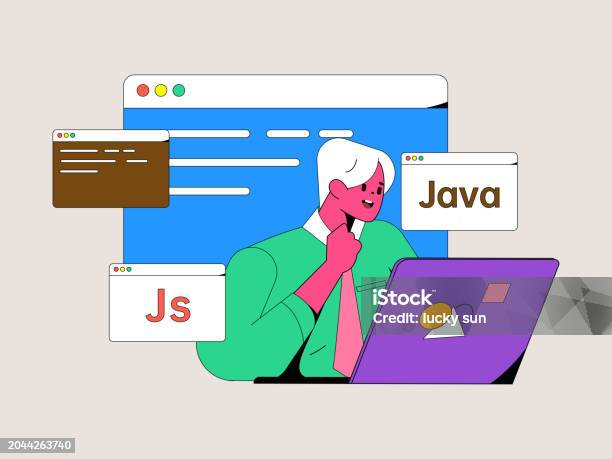Programming Character Design Programming Teaching Development Flat Character Vector Concept ...