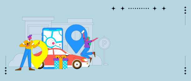 istock Flat vector concept operation hand drawn illustration of people taking a taxi 2044270035