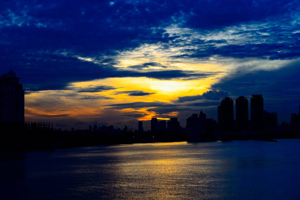 sunrise in city