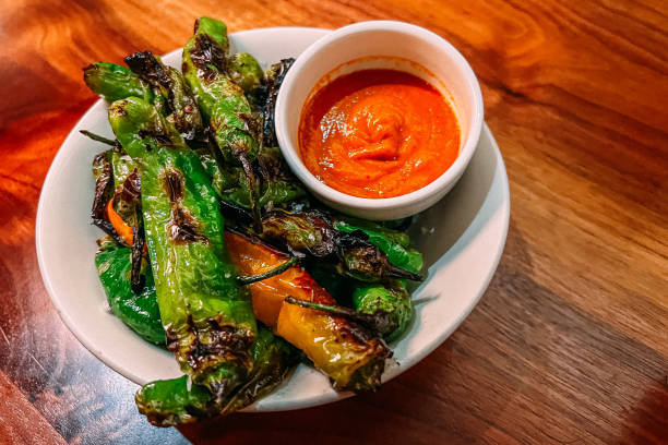 Blistered Shishito Peppers Appetizer with Dipping Sauce