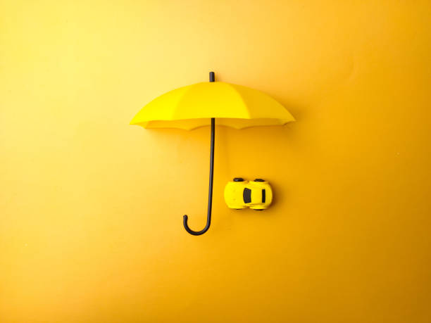 istock Yellow umbrella covered yellow car 2044314174