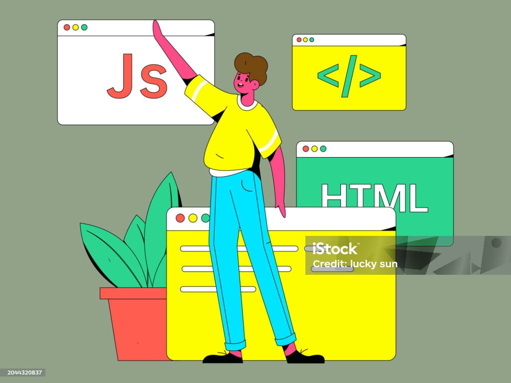 Programming Character Design Programming Teaching Development Flat Character Vector Concept ...
