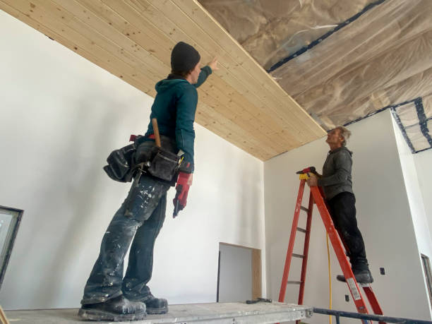 istock Men build wood ceiling in home 2044331161