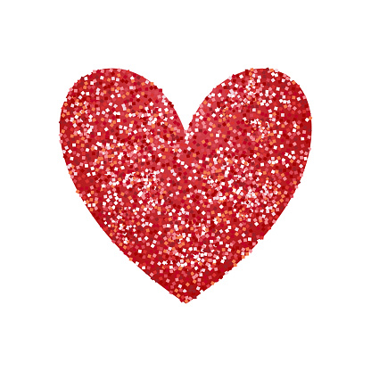 Vector pile of glitter in red color with heart shape