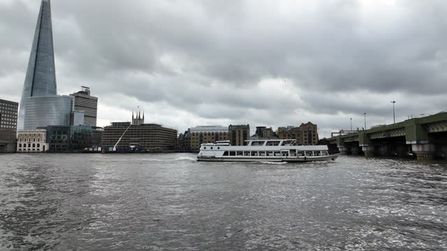 White Ferry Passing Through Thames River