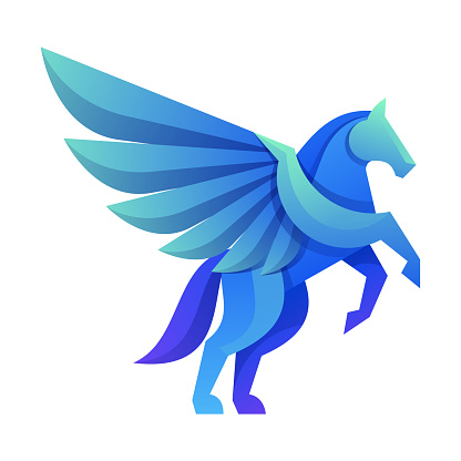 Vector Illustration Pegasus Gradient Colorful Style