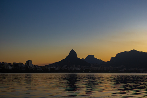 Sunset at Lagoa Rodrigo de Fraitas (Rodrigo de Freitas Lagoon) - Ipanema, Rio de Janeiro, Brazil