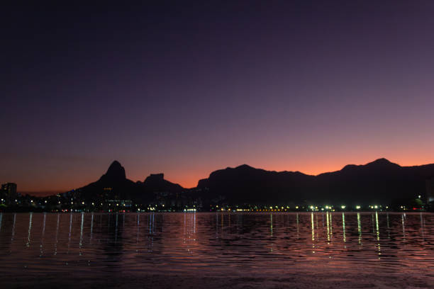 Sunset at Lagoa Rodrigo de Fraitas (Rodrigo de Freitas Lagoon) - Ipanema, Rio de Janeiro, Brazil