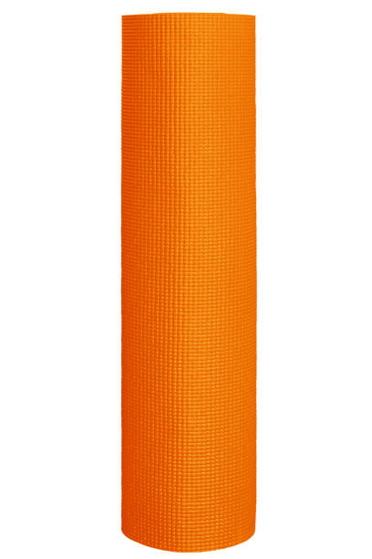 istock Orange yoga mat in vertical isolated on white background. 2044528246