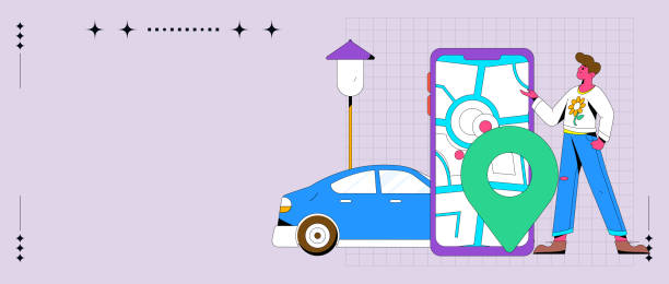 istock Flat vector concept operation hand drawn illustration of people taking a taxi 2044583794