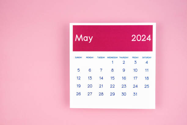 istock The calendar page May 2024 on pink color background. 2044606779