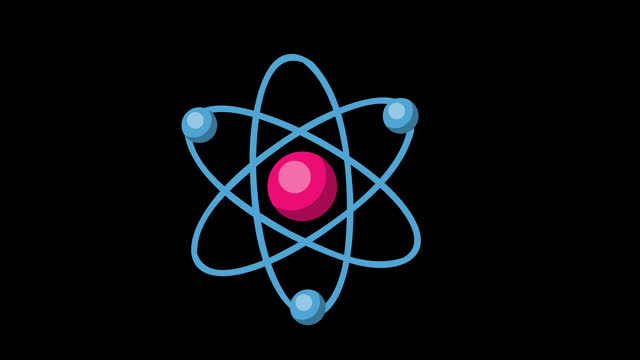 atom molecular chemistry or physic icon concept loop animation video with alpha channel