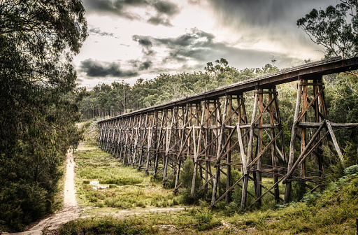 The view of the Stony Creek Trestle Bridge in overcast days