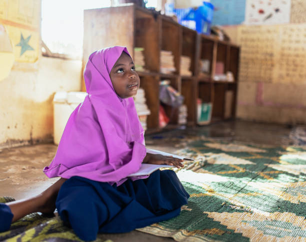 African little girl at school