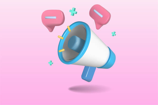 istock Marketing promote and megaphone concept on blue background. 3d vector illustration design. 2044655798