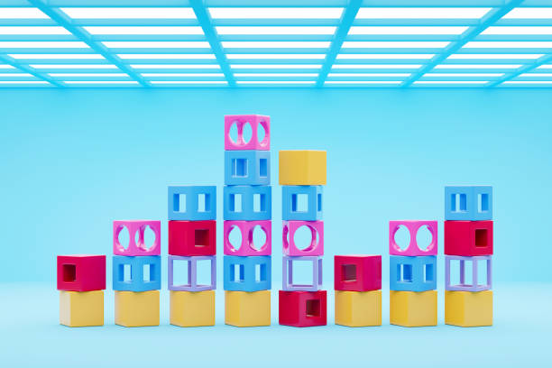 istock Digital Finance, Fintech Technology, Colorful Bar Graph with Cube Blocks 2044684258