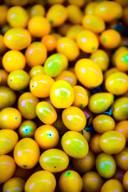 Stock of Yellow Cherry Tomatoes. background of Yellow Cherry Tomatoes. Group of Fresh Yellow Cherry Tomatoes