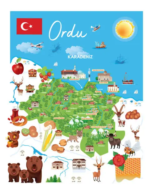 Vector illustration of Ordu Travel Map