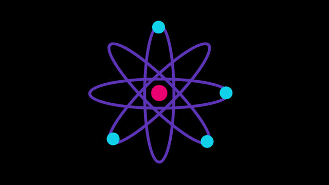 atom molecular chemistry or physic icon concept loop animation video with alpha channel