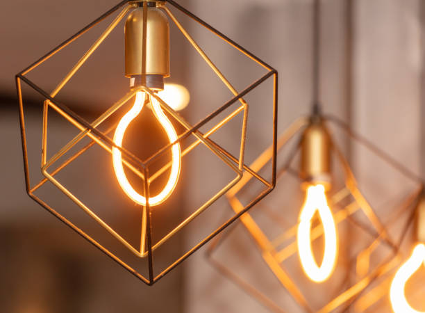 istock Decorative antique edison style filament light bulbs hanging from ceiling 2044742500