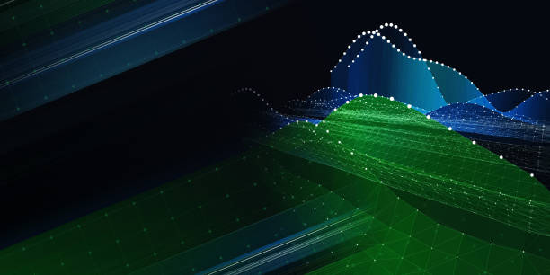 istock Abstract background color graph with white lines from dots and blurred lines. Interlacement  technology data concept in virtual space. Big Data. Banner for business, science and technology data analytics. 2044746712