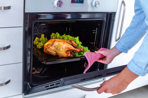 istock Baked chicken with vegetables in the oven for dinner 2044753557