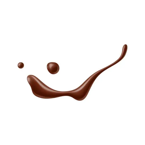 Vector illustration of Chocolate sauce syrup drops, stain and swirl