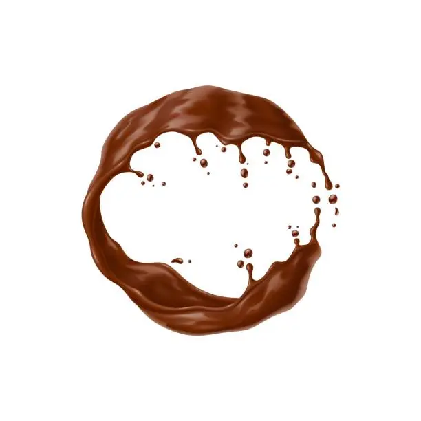 Vector illustration of Realistic chocolate or cream round liquid frame