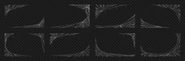 Vector illustration of Realistic Halloween spider web or cobweb frames