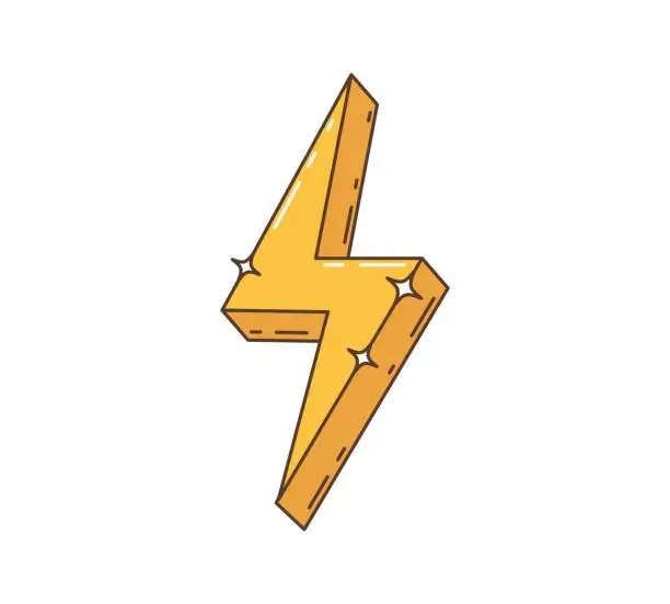 Vector illustration of Cartoon retro groovy hippie lightning symbol