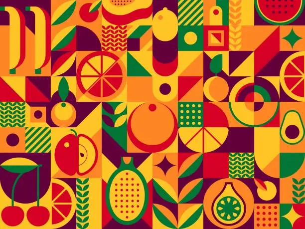 Vector illustration of Abstract fruit modern geometric vector pattern