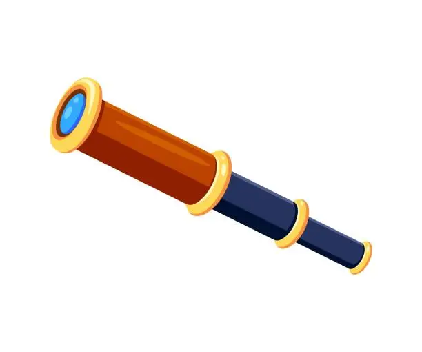 Vector illustration of Cartoon spyglass vintage nautical pirate telescope