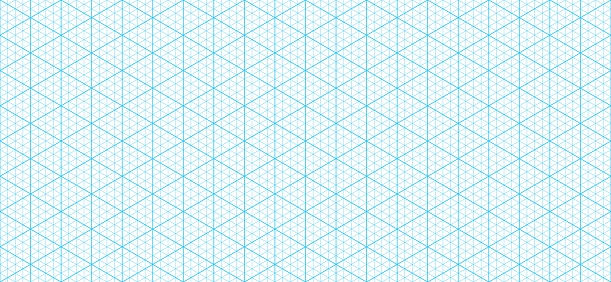 Isometric triangular paper grid pattern or graph blueprint vector background. Isometric triangle pattern paper with guide lines rulers, technical plotting sheet for construction or architect drawing