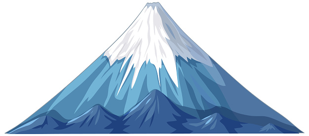 Stylized vector illustration of a snowy mountain