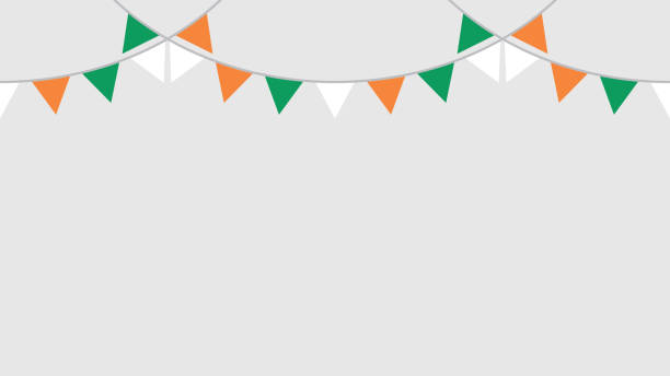 istock Seamless flag of Ireland triangle party bunting border. Flat vector illustration. 2044797701