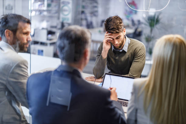 istock Worried male candidate on an interview in the office. 2044806154