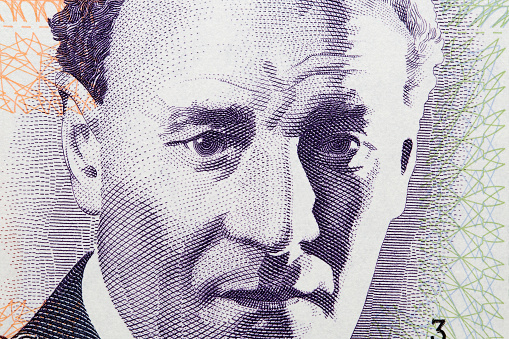 Eduardo Fabini a closeup portrait from Uruguayan money - Peso