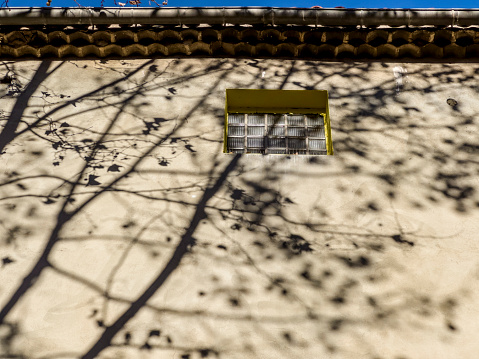 Close up house with tree shadows in Toulon, France