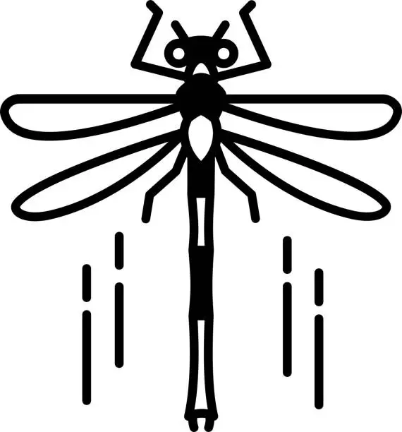 Vector illustration of Dragonflies glyph and line vector illustration